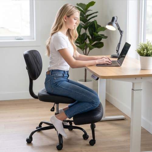 Ergonomická kľakačka, čierna ekokoža/čierna, SAMER Ergonomická kľakačka, čierna ekokoža/čierna, SAMER