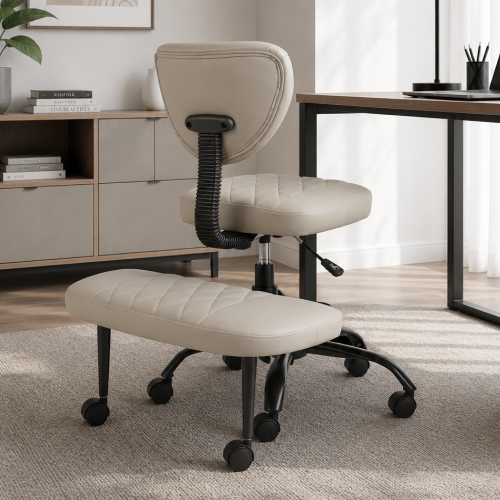 Ergonomická kľakačka, sivohnedá Taupe ekokoža/čierna, SAMER