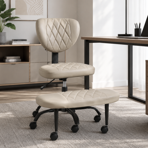 Ergonomická kľakačka, sivohnedá Taupe ekokoža/čierna, SAMER