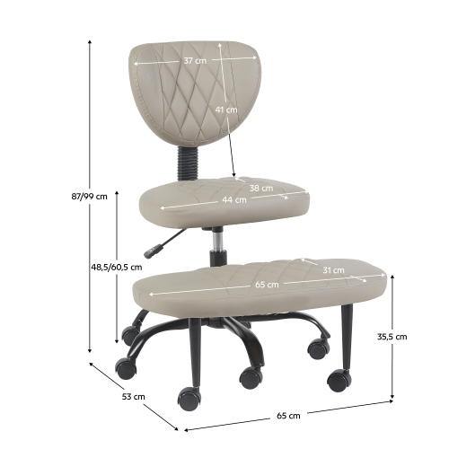 Ergonomická kľakačka, sivohnedá Taupe ekokoža/čierna, SAMER