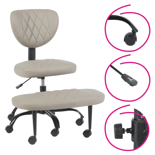 Ergonomická kľakačka, sivohnedá Taupe ekokoža/čierna, SAMER