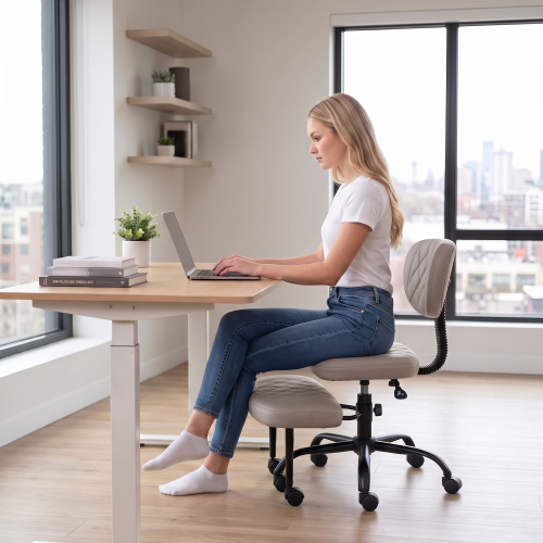 Ergonomická kľakačka, sivohnedá Taupe ekokoža/čierna, SAMER Ergonomická kľakačka, sivohnedá Taupe ekokoža/čierna, SAMER
