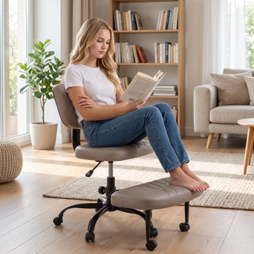 Ergonomická kľakačka, sivohnedá Taupe ekokoža/čierna, SAMER Ergonomická kľakačka, sivohnedá Taupe ekokoža/čierna, SAMER