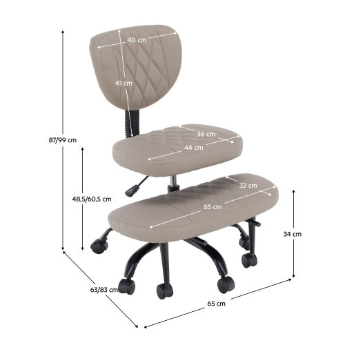 Ergonomická kľakačka, sivohnedá Taupe ekokoža/čierna, SAMER Ergonomická kľakačka, sivohnedá Taupe ekokoža/čierna, SAMER