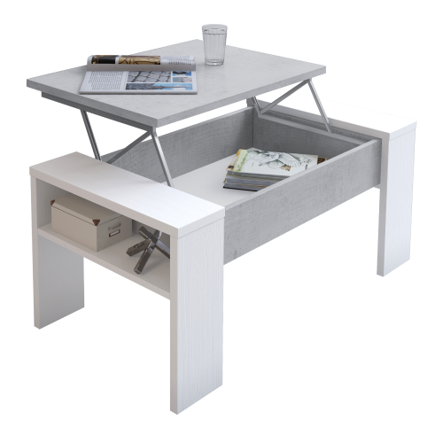 Konferenčný stolík, biela/betón, PULA