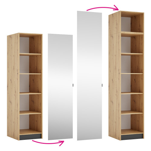 Nízke dvierka so zrkadlom 50, dub artisan, KREO