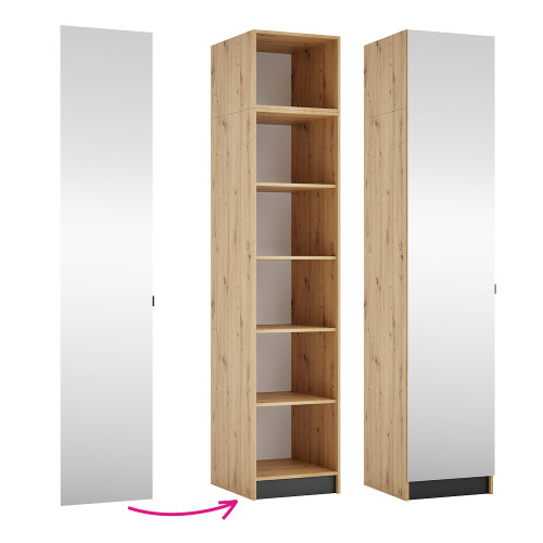 Vysoké dvierka so zrkadlom 50, dub artisan, KREO