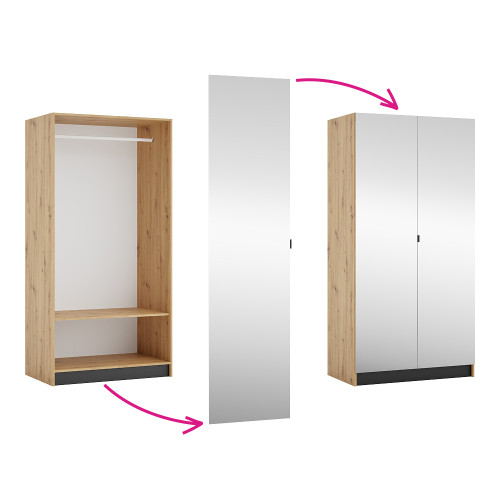 Korpus skrine 100, vešiakový, dub artisan, KREO