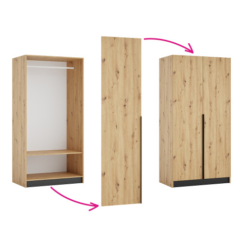 Korpus skrine 100, vešiakový, dub artisan, KREO