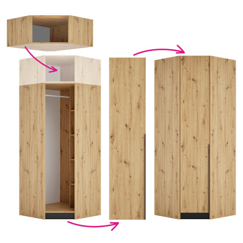 Korpus rohového nadstavca, dub artisan, KREO