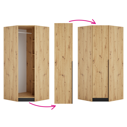 Rohové nízke dvierka, dub artisan, KREO