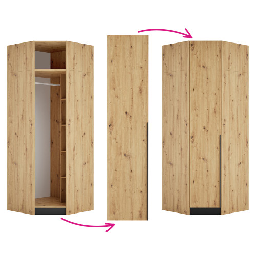 Rohové vysoké dvierka, dub artisan, KREO