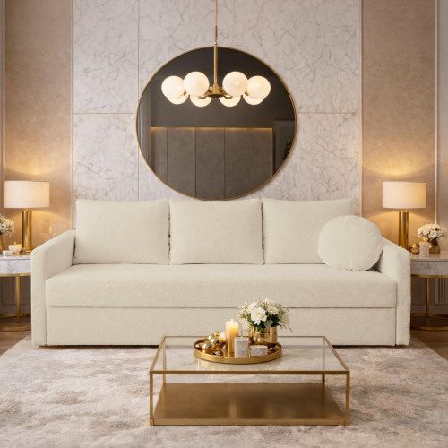 Rozkladacia pohovka, smotanová, ZERUS