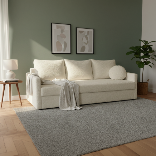 Rozkladacia pohovka, smotanová, ZERUS