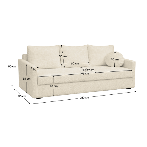 Rozkladacia pohovka, smotanová, ZERUS