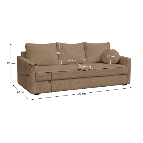 Rozkladacia pohovka, hnedá, ZERUS