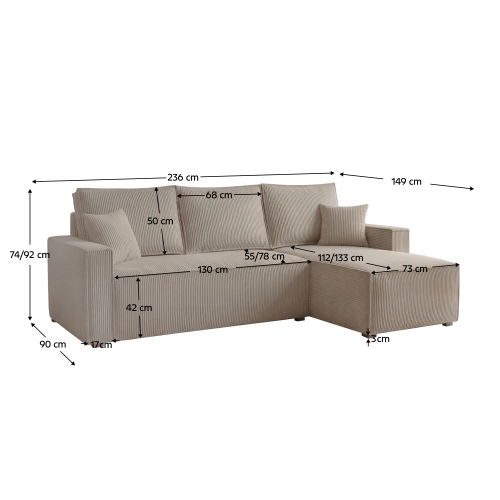 Univerzálna sedacia súprava, sivobéžová Taupe, APERO ROH