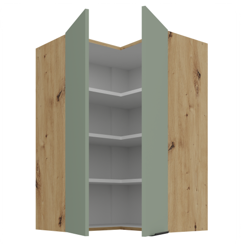 Horná rohová skrinka, aquamarine/dub artisan, ARSANY 60x60 GN-90 2F