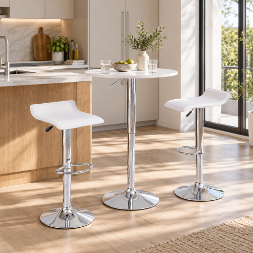 Barový stôl s nastaviteľnou výškou, biela, priemer 60 cm, BRANY 3 NEW Barový stôl s nastaviteľnou výškou, biela, priemer 60 cm, BRANY 3 NEW