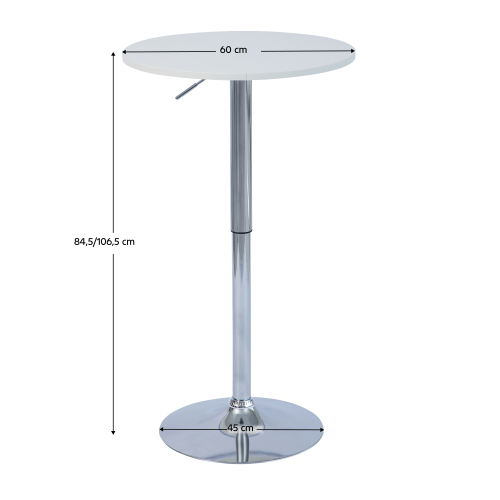 Barový stôl s nastaviteľnou výškou, biela, priemer 60 cm, BRANY 3 NEW Barový stôl s nastaviteľnou výškou, biela, priemer 60 cm, BRANY 3 NEW