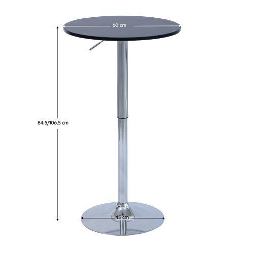 Barový stôl s nastaviteľnou výškou, čierna, priemer 60 cm, BRANY 3 NEW Barový stôl s nastaviteľnou výškou, čierna, priemer 60 cm, BRANY 3 NEW