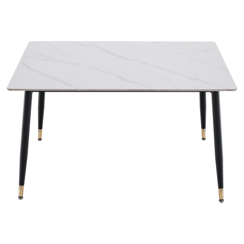 Jedálenský stôl, biely mramor/čierna/zlatá, 121x71 cm, FLORENC TYP 1