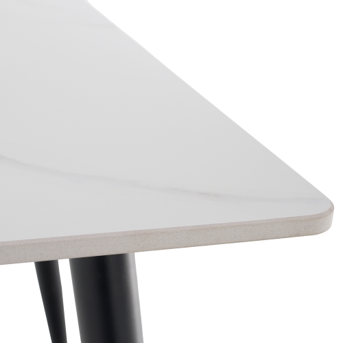 Jedálenský stôl, biely mramor/čierna/zlatá, 121x71 cm, FLORENC TYP 1