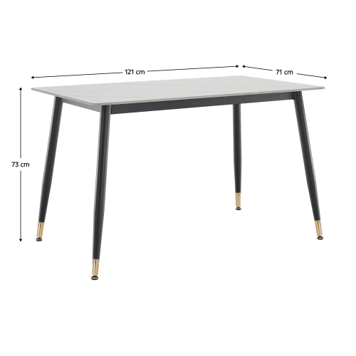 Jedálenský stôl, biely mramor/čierna/zlatá, 121x71 cm, FLORENC TYP 1