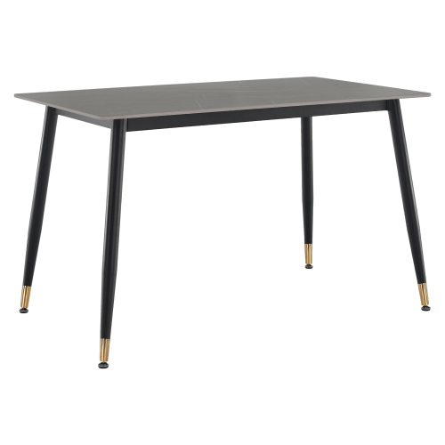 Jedálenský stôl, sivý mramor/čierna/zlatá, 121x71 cm, FLORENC TYP 1