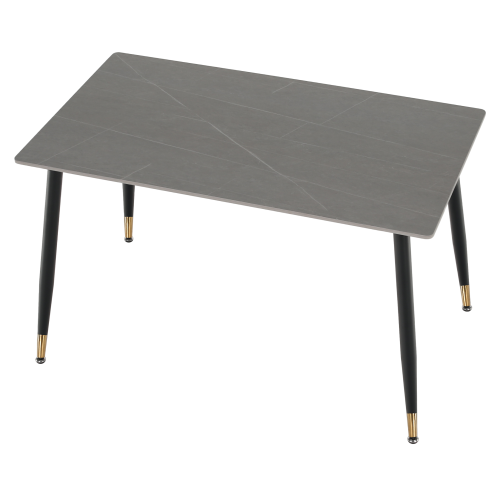 Jedálenský stôl, sivý mramor/čierna/zlatá, 121x71 cm, FLORENC TYP 1