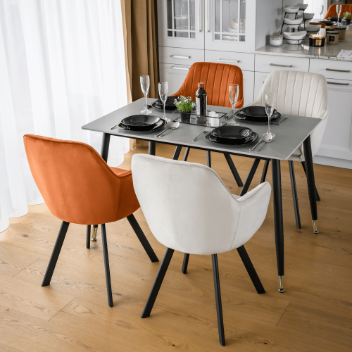 Jedálenský stôl, sivý mramor/čierna/zlatá, 121x71 cm, FLORENC TYP 1