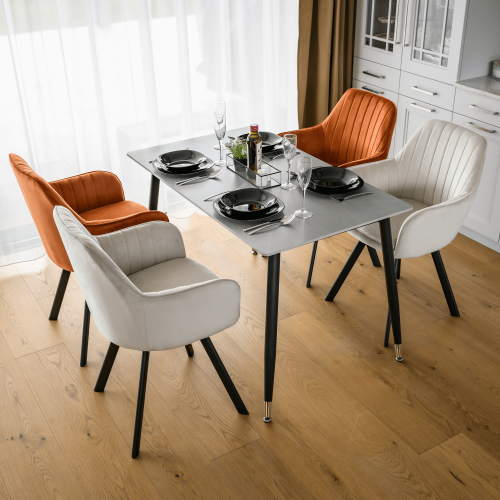 Jedálenský stôl, sivý mramor/čierna/zlatá, 121x71 cm, FLORENC TYP 1