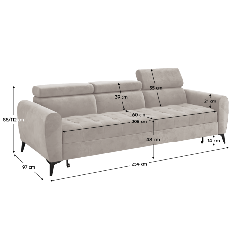 Rozkladací 3-sed, béžová Taupe, BARELO Rozkladací 3-sed, béžová Taupe, BARELO