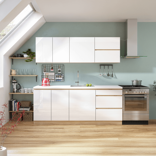 Skrinka horná G 40, vysoký biely lesk/dub sonoma, pravá, LINE