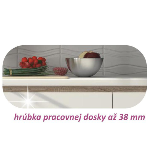 Kuchynská zostava, dub sonoma/biela vysoký lesk HG, LINE NEW