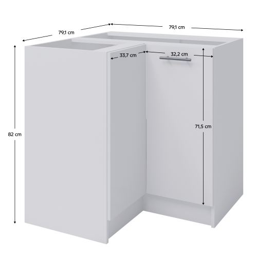 Dolná rohová skrinka, biela, FABIANA S - 90N