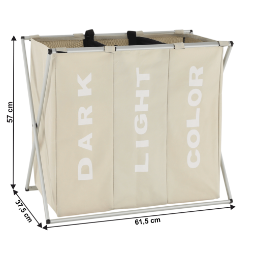 Látkový kôš na bielizeň, sivobéžová, LAUNDRY TYP 3