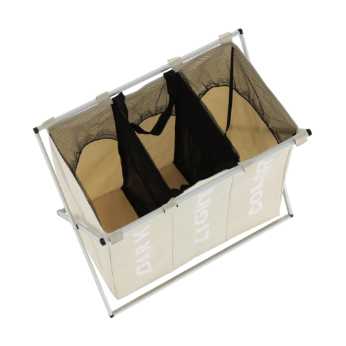 Látkový kôš na bielizeň, sivobéžová, LAUNDRY TYP 3