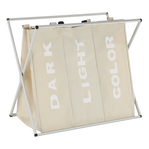 Látkový kôš na bielizeň, sivobéžová, LAUNDRY TYP 3