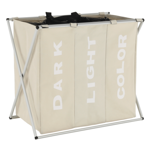 Látkový kôš na bielizeň, sivobéžová, LAUNDRY TYP 3