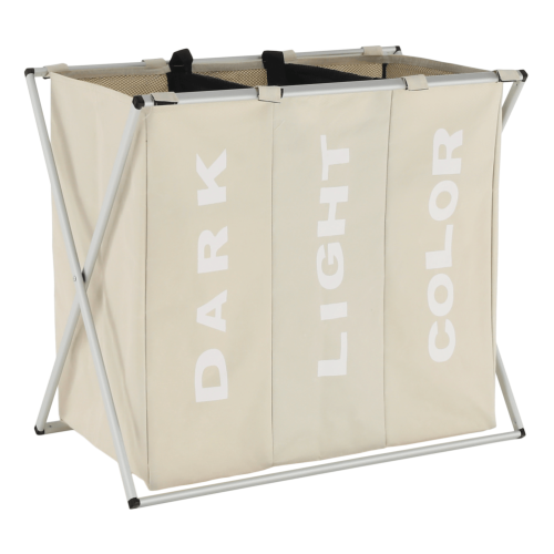 Látkový kôš na bielizeň, sivobéžová, LAUNDRY TYP 3
