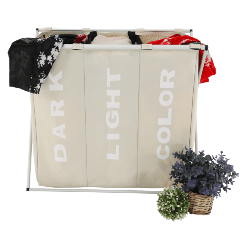 Látkový kôš na bielizeň, sivobéžová, LAUNDRY TYP 3