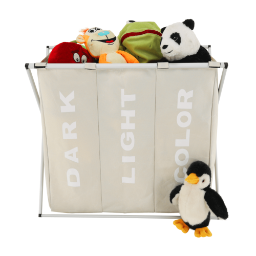 Látkový kôš na bielizeň, sivobéžová, LAUNDRY TYP 3