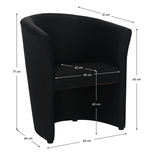 Klubové kreslo, ekokoža čierna, CUBA