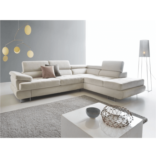 Sedacia súprava, svetlosivá, látka, pravá, BUTON P