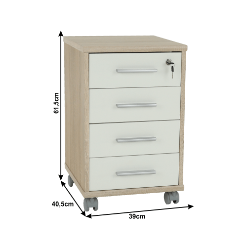 Kontajner so zámkom, dub sonoma/biela, JOHAN 2 NEW 12