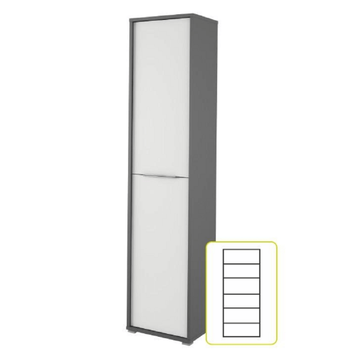 Vysoká policová skriňa, grafit/biela, RIOMA NEW TYP 06