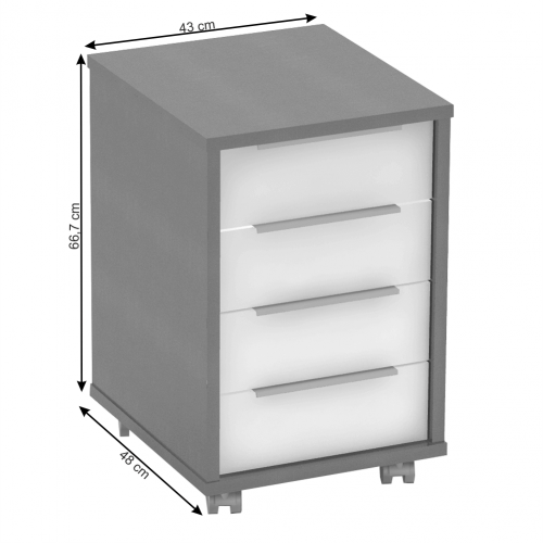 Kontajner, grafit/biela, RIOMA NEW TYP 14