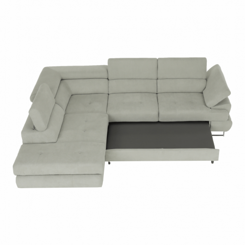 Sedacia súprava s úložným priestorom, svetlosivá, látka, ľavá, BUTON R