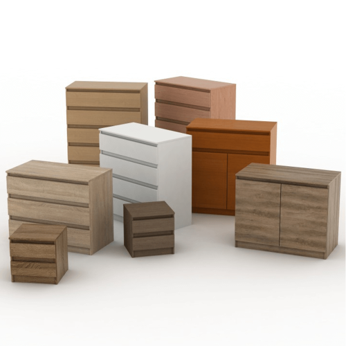 2 dverová komoda so 4 šuplíkmi, dub sonoma, HANY NEW 010